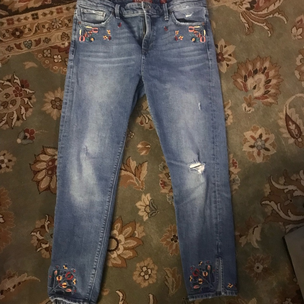Cropped Embroidered Lucky Brand Jeans Size 10